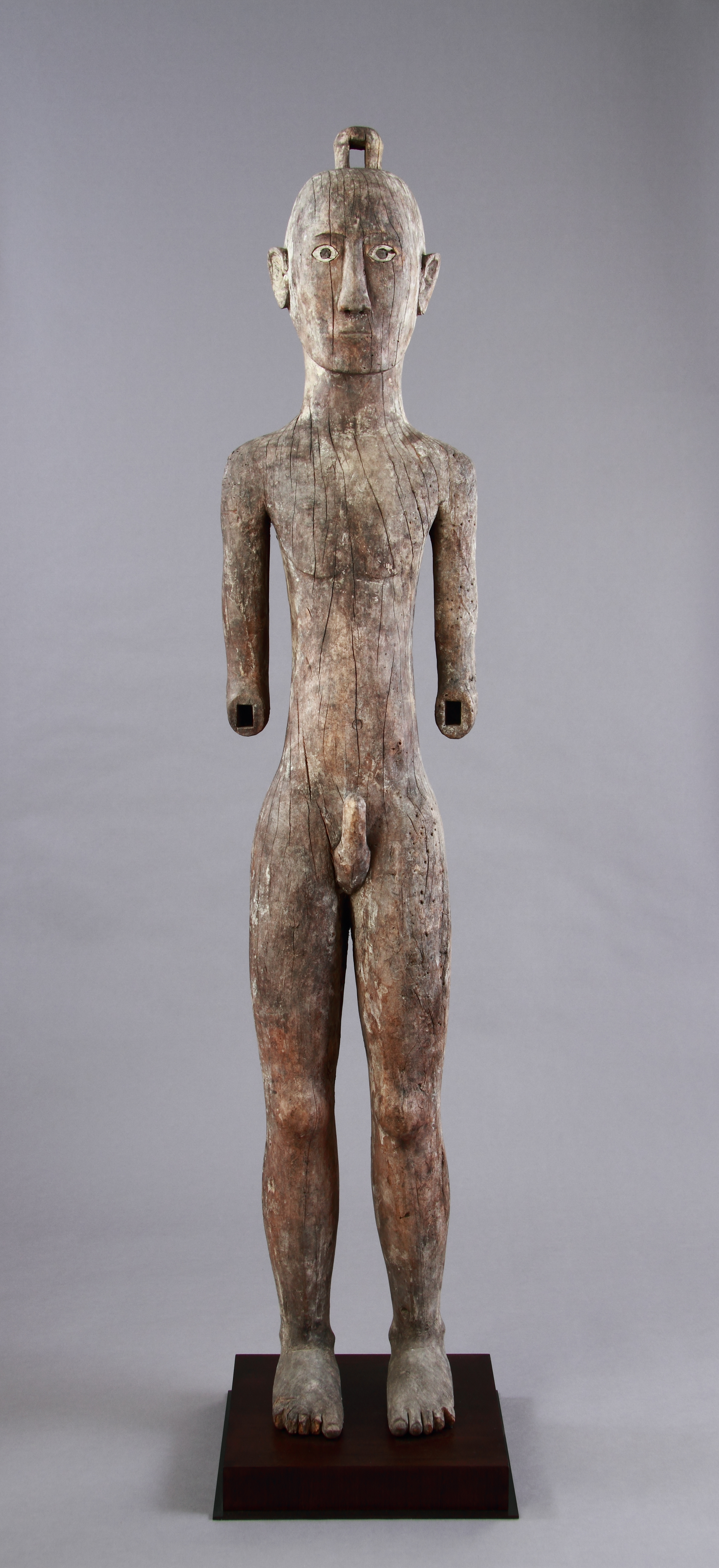 Two Indonesian South Sulawesi Toraja ‘Tau Tau’ Carved ‘Nangka’ Fruit Wood Male Ancestor Figures 